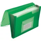Q-CONNECT A4 Expanding File with 13 Compartments Elastic Closure Transparent Green