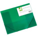 Q-CONNECT A4 Document Folder with 3 Flaps and Elastic, Transparent Green Polypropylene