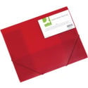 Q-CONNECT farde à rabats, A4, 3 rabats et élastiques, PP transparent, rouge