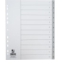 Q-CONNECT tabbladen, A4, PP, 11-gaatsperforatie, met indexblad, set van 1-12, 12 tabs, grijs