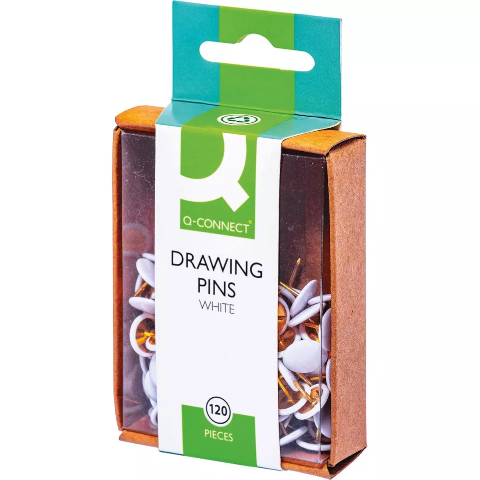 Q-Connect White Push Pins Box of 120