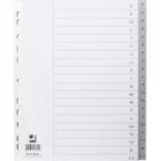 Q-CONNECT tabbladen, A4, PP, 11-gaatsperforatie, set van A-Z, 20 tabs, grijs