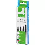 Q-CONNECT marqueur OHP, permanent, fine, set de 4 pièces en couleurs assorties
