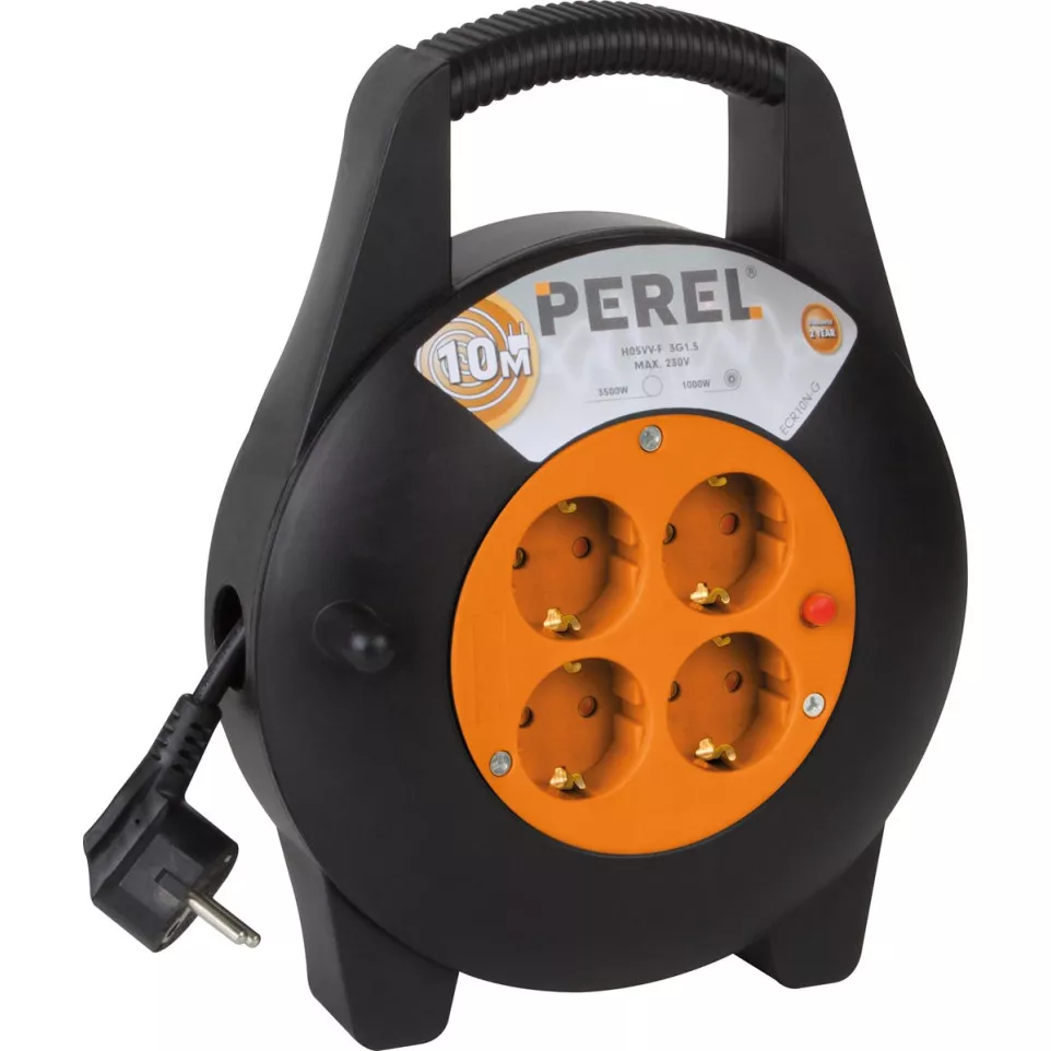 Perel enrouleur 3G1.5, avec 4 prises,...