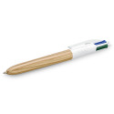 BIC 4 Colours Wood Style Medium Ballpoint Pen, Classic Ink, Display of 30 Pieces