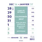Brepols Optivision Weekly Wall Calendar French 2027