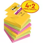 Post-it Super Sticky Z-Notes Carnival Collection, 90 Sheets, 76 x 76 mm, 4 Plus 2 Free