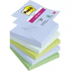 Post-it Super Sticky z-notes Oasis, 90 feuilles, ft 76 x 76 mm, couleurs assorties, paquet de 5 blocs