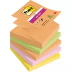 Post-it Super Sticky z-notes Boost, 90 feuilles, ft 76 x 76 mm, couleurs assorties, paquet de 5 blocs