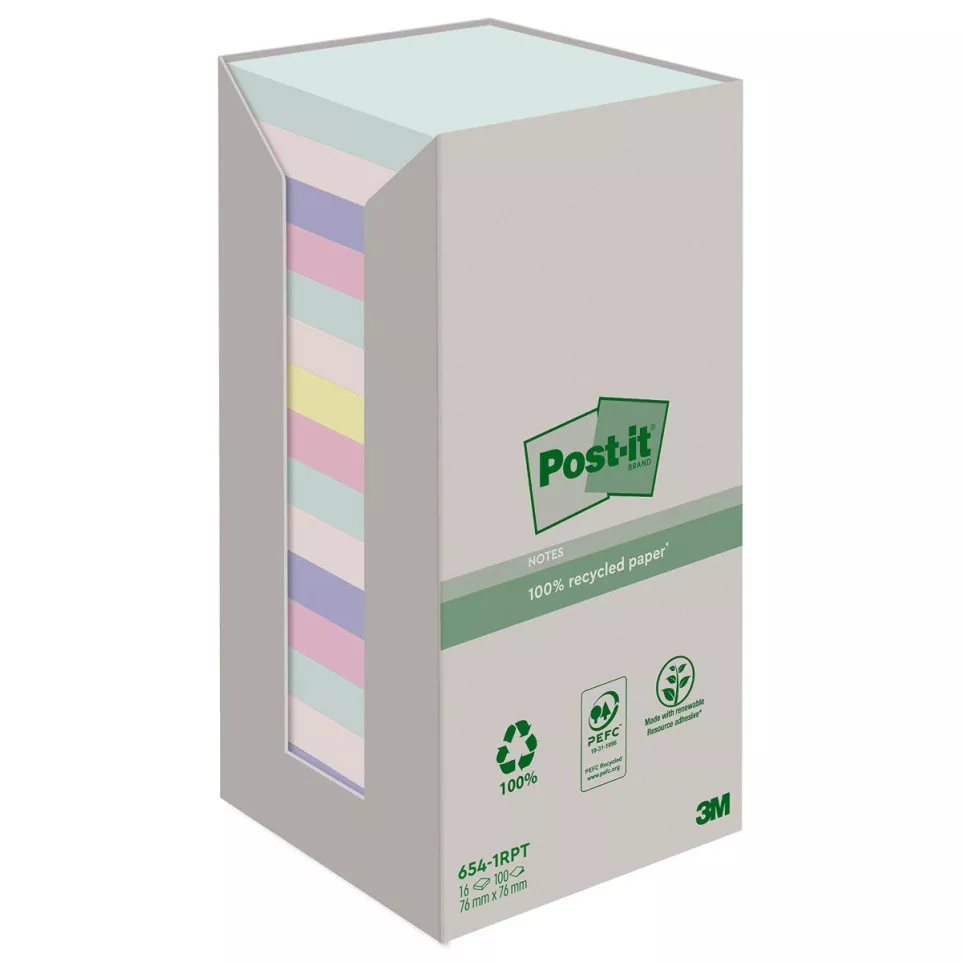 Post-it Recycled Notes, 76 x 76 mm,...