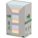 Post-it recycled notes Nature, 100 vel, ft 38 x 51 mm, pak van 24 blokken, geassorteerde kleuren