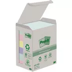 Post-it Recycled Notes Nature, 100 Sheets, 38 x 51 mm, Pack of 6 Pads, Assorted Colors