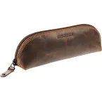 Maverick Brown Oval Leather Pencil Case