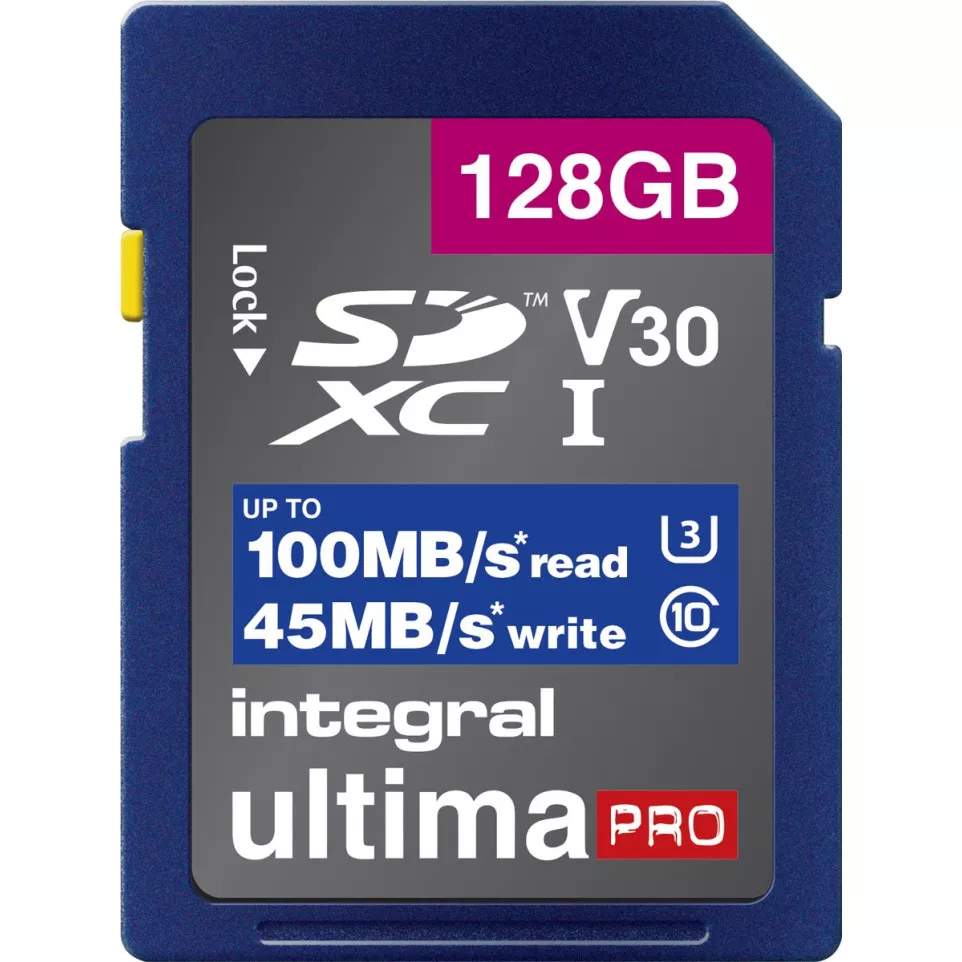 Integral geheugenkaart SDXC V30,  128 GB