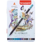Bruynzeel Expression, boîte métallique avec 12 crayons de couleur métallique