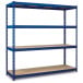 Avasco Robus 400 Industrial Metal Shelf Unit, 180 x 180 x 60 cm, 4 Shelves, Blue