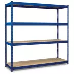 Avasco Robus 400 Industrial Metal Shelf Unit, 180 x 180 x 60 cm, 4 Shelves, Blue