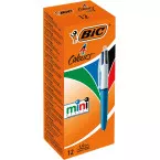 BIC 4 Colours in 1 Mini Ballpoint Pen, Medium Point, Classic Ink Colors, Blue Barrel