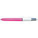 Bic 4 Colours Shine stylo bille 4 couleurs, moyen, 4 couleurs d'encre classique, corps rose métalisé