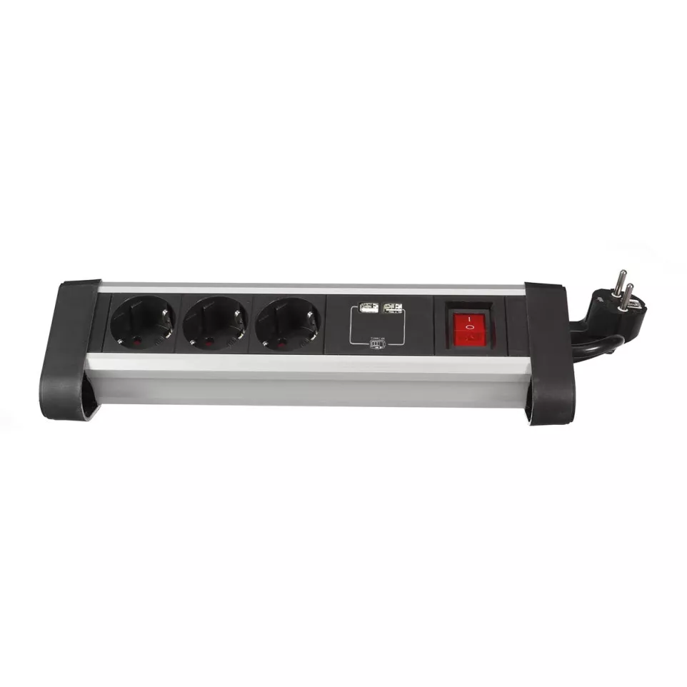 Perel desktop contactdoos met 3...