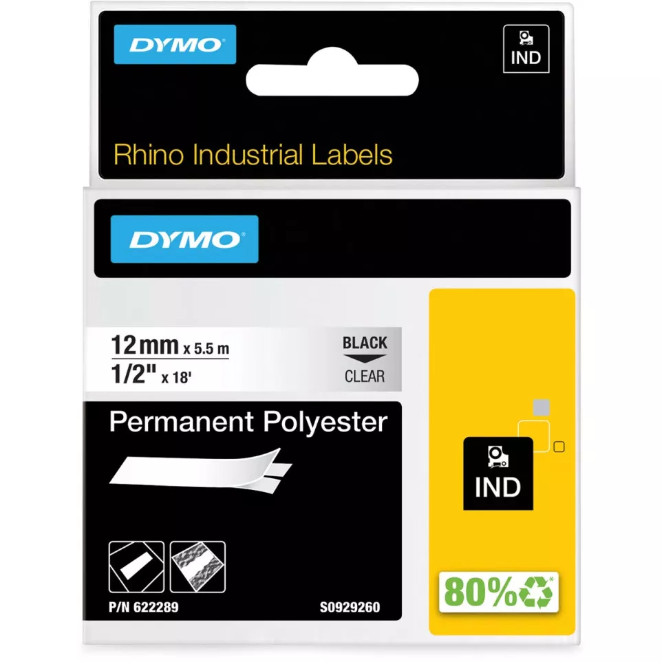 RHINO TAPE 12MM POLY ZW/TRANSP