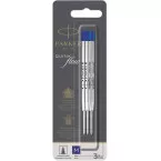 Parker Quinkflow recharge pour stylo bille, pointe moyenne, bleu, blister de 3 pièces
