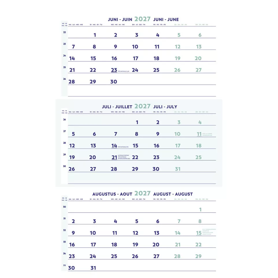 Brepols driemaandskalender 2027