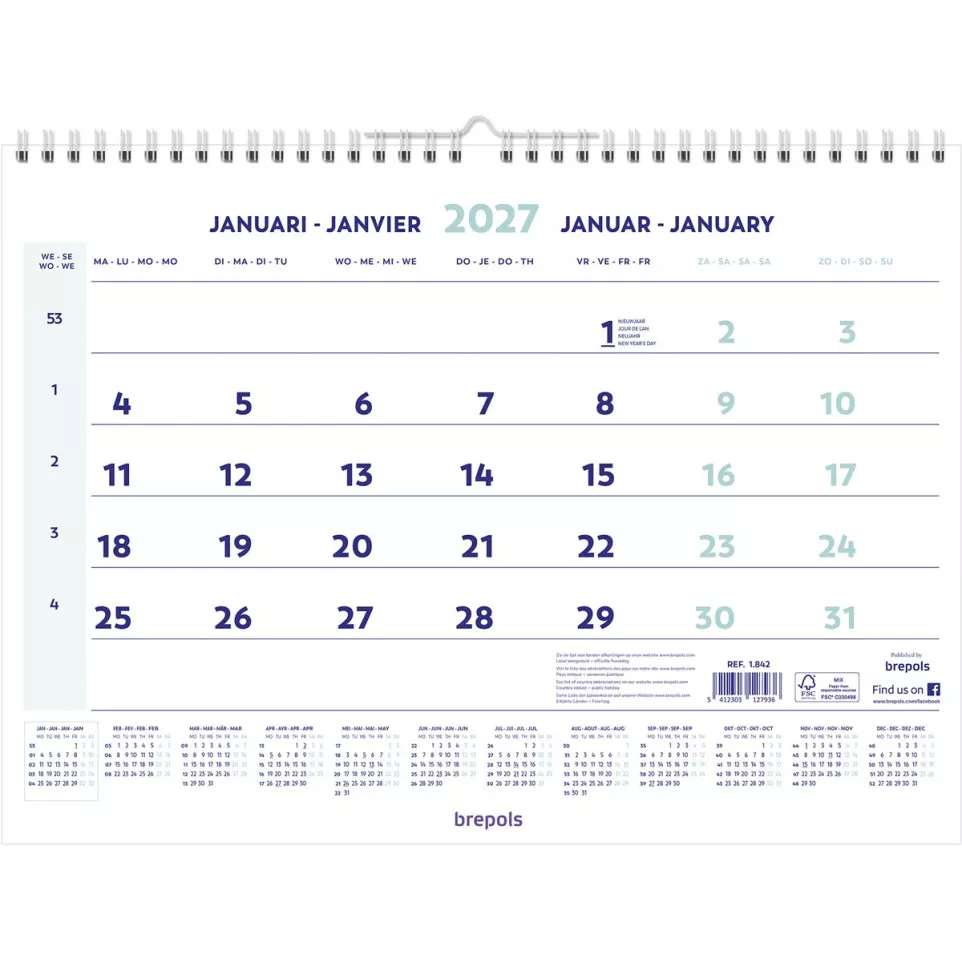 Brepols maandkalender, 2027