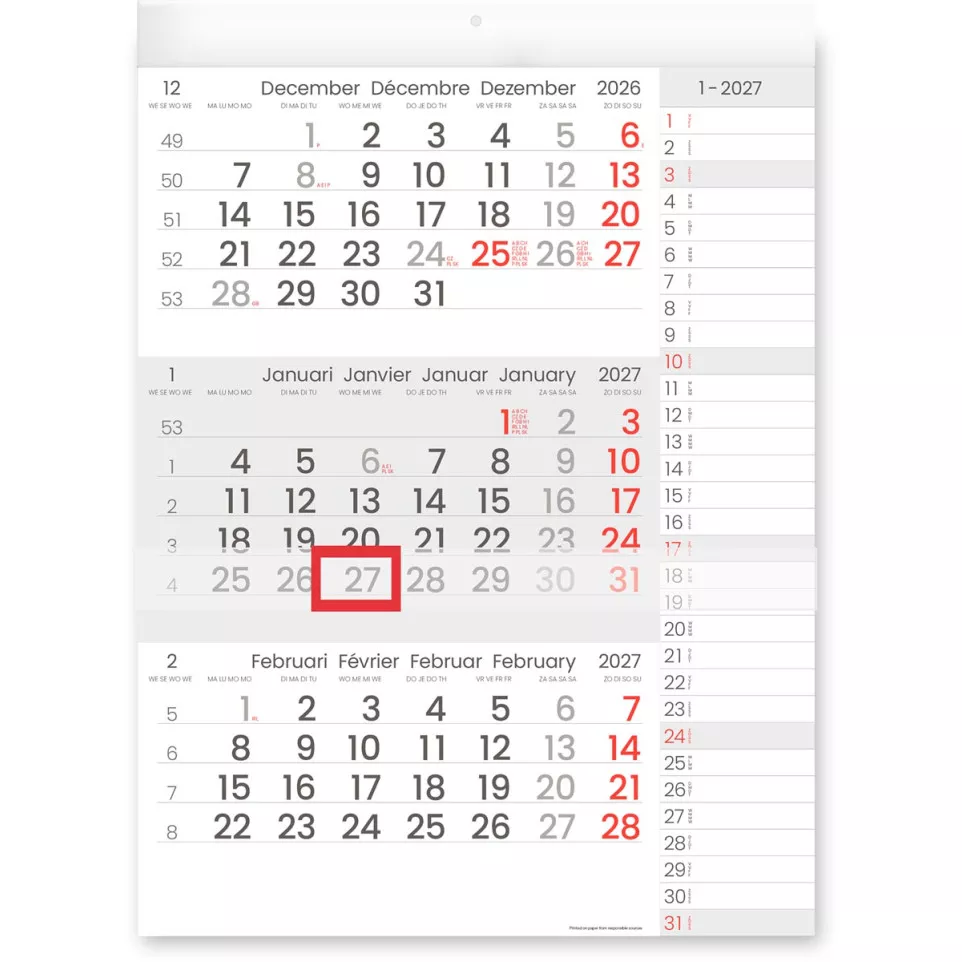 Driemaandskalender Compact Notes, 2027