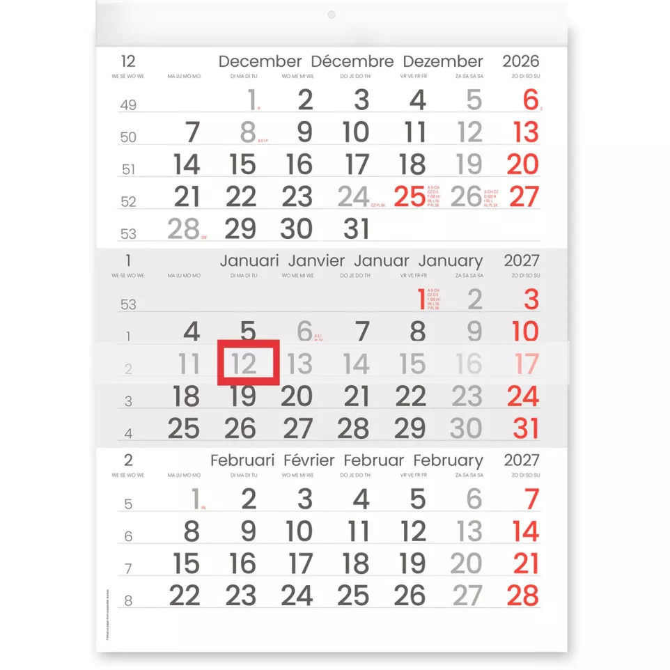 Calendrier trimestriel Compact, 2027