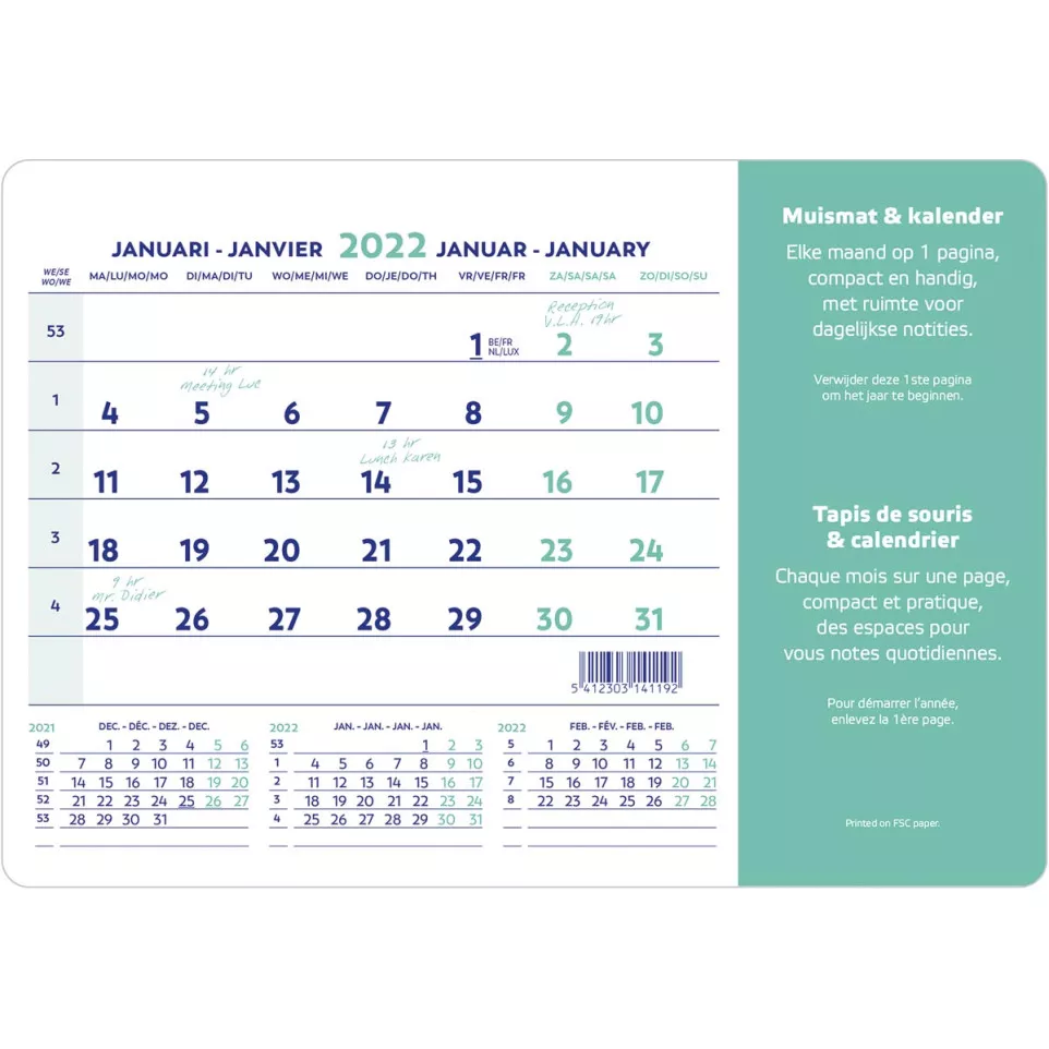 Brepols tapis de souris+calendrier,ft...