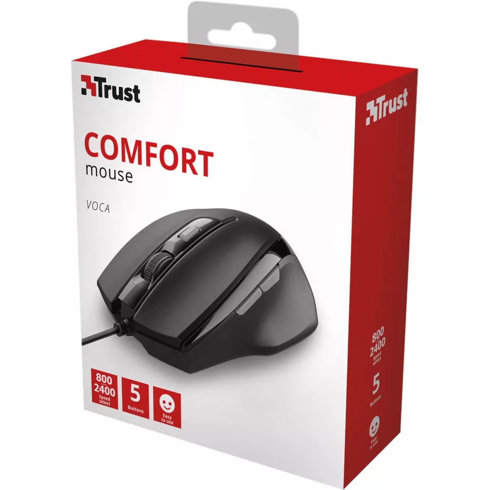 Trust Voca Comfort muis, zwart