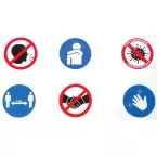 Veiligheidssticker, 6 pictogrammen met omgangsregels, ft 100 x 50 cm