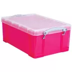 Really Useful Box 9 Litre Bright Pink Transparent Storage Box