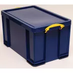 Really Useful Box 84 Litre Dark Blue Storage Box with Yellow Handles