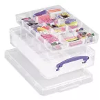 Really Useful Box 4 Litre Storage Box with 2 Dividers Transparent