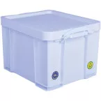 Really Useful Box 35 Litre Neon White Storage Box with White Handles