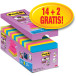 Post-it Super Sticky Z-Notes, Assorted Colours, 76 x 76 mm, 90 Sheets per Pad, Box of 14 Plus 2 Free
