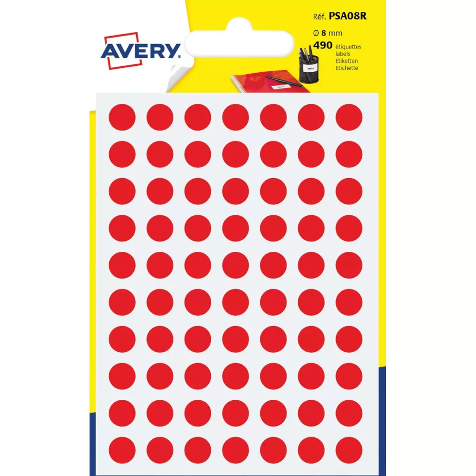 Avery PSA08R etiquettes pastilles...