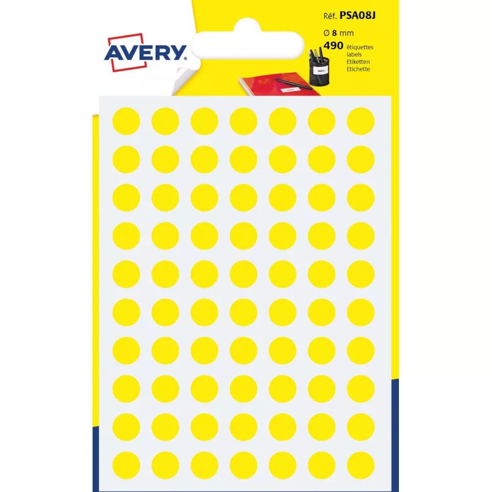 Avery PSA08J Yellow Round Dot Labels...