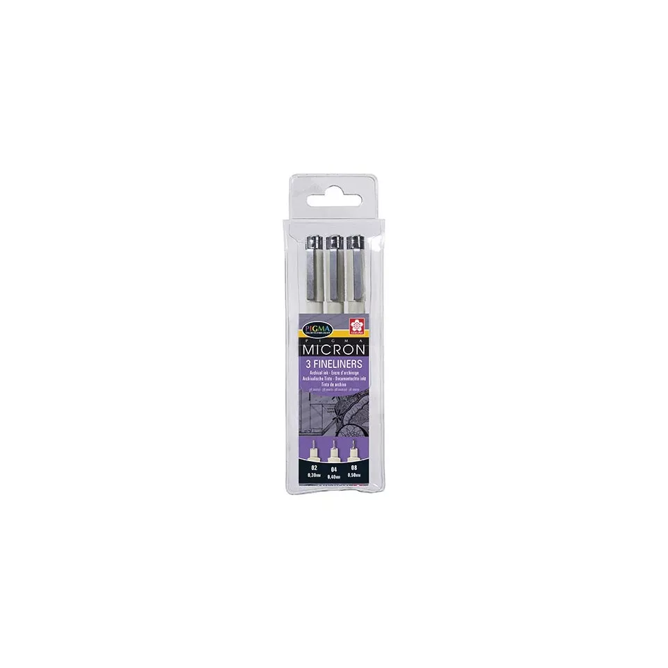 Sakura Fineliner Pigma, zwart, 3 stuks