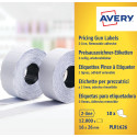 Avery PLR1626 Removable White Price Gun Labels 26 x 16 mm 12,000 Labels