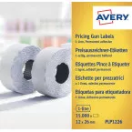Avery Labels for Labelling Gun 1-Line Permanent White 12x26mm 15000 Labels PLP1226