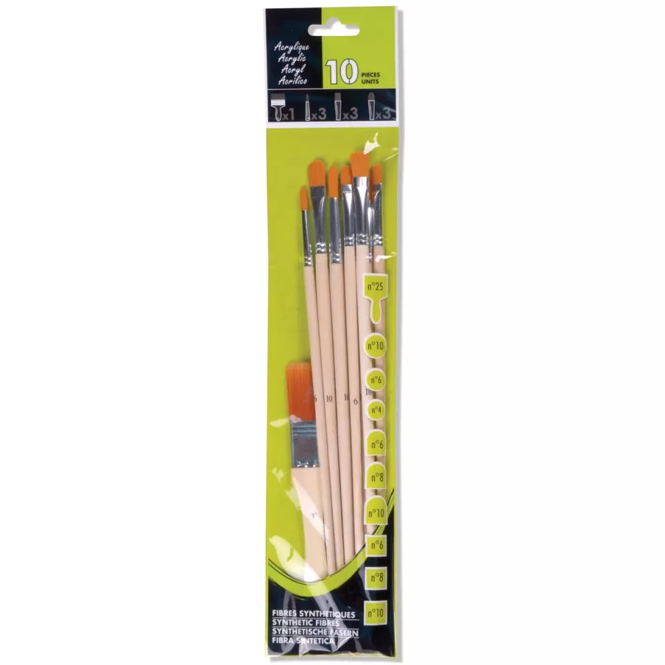 Acrylic Paint Brush Set, 10 Brushes