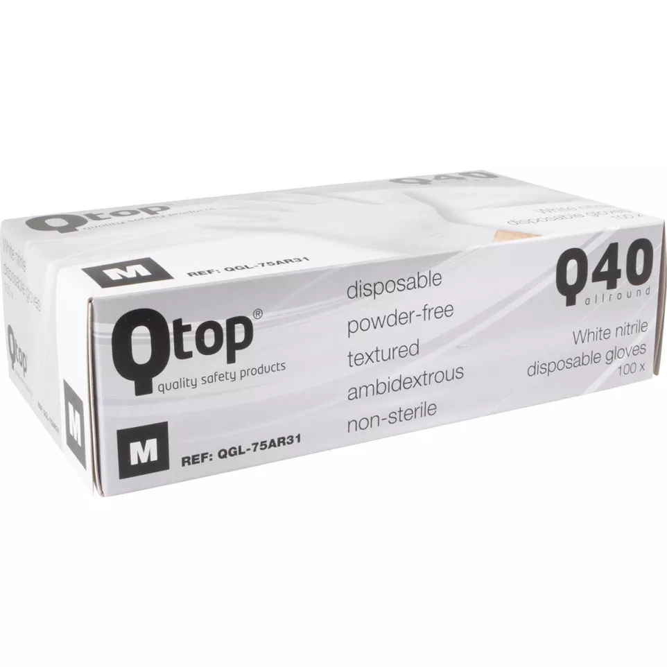 Nitrile Gloves, Medium, White, Box of...