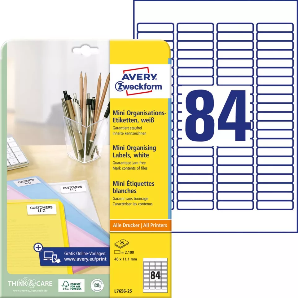 Avery mini-etiketten ft 46 x 11,1 mm...
