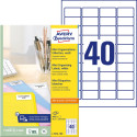 Avery Etiquettes blanches laser QuickPeel ft 45,7 x 25,4 mm (l x h), 4.000 pièces, boîte de 100 feuilles