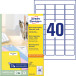 Avery Etiquettes blanches laser QuickPeel ft 45,7 x 25,4 mm (l x h), 4.000 pièces, boîte de 100 feuilles