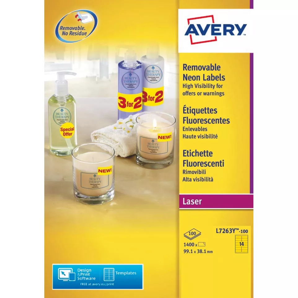 Avery étiquettes néon amovibles ft...