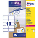 Avery étiquettes blanches laser ft 99,1 x 57 mm, 2500 pièces, 10 par feuille